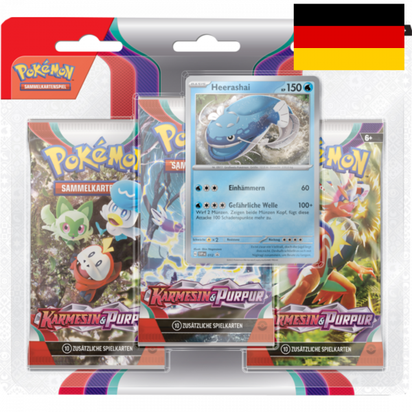 Pokémon Karmesin & Purpur 3-Pack Blister (DE) Heerashai